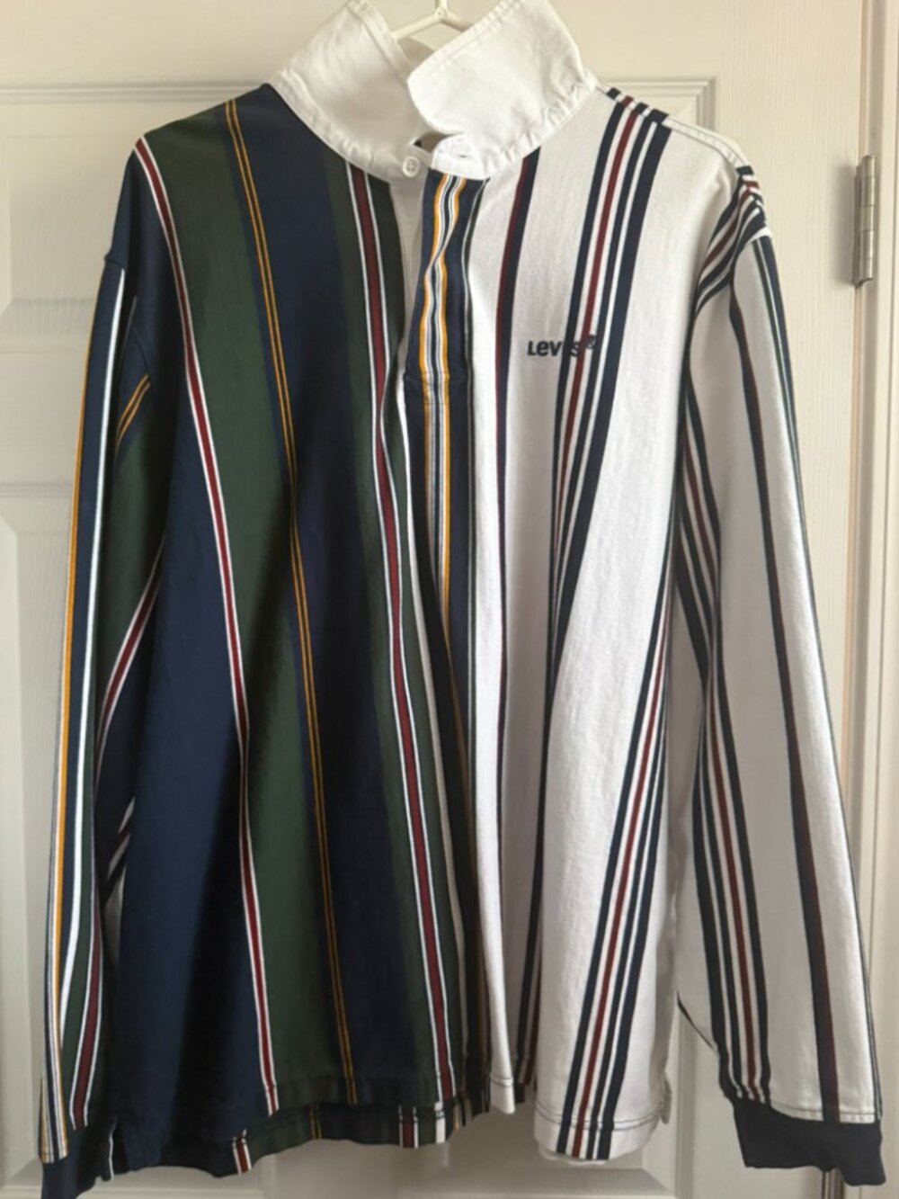 Levis Colorblock Rugby Shirt Striped Long Sleeve Polo Relaxed Fit Mens XL Prep
